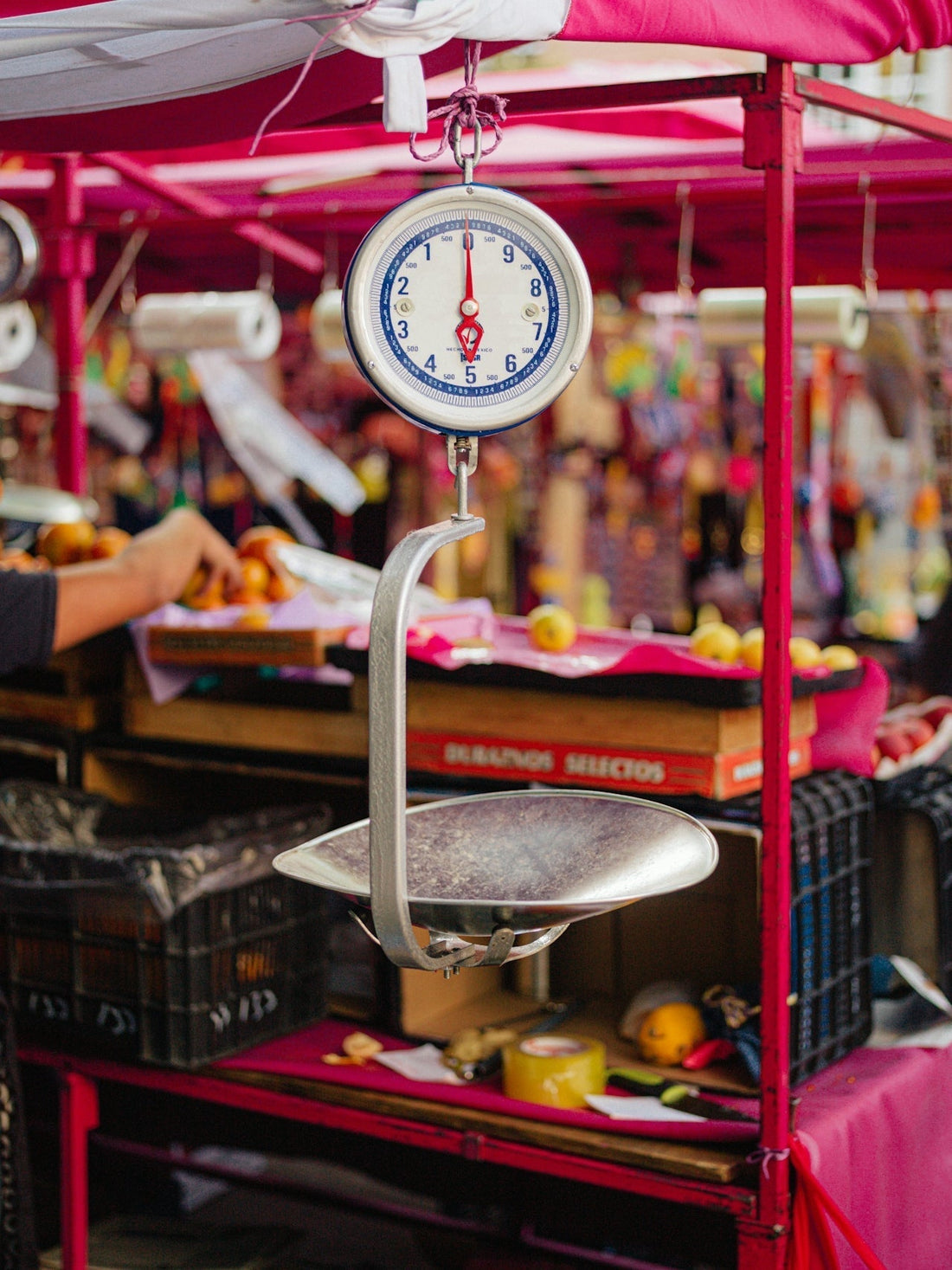 Market with a scale 